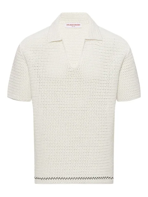 Orlebar Brown batten-stitch open-knit polo shirt White 281120