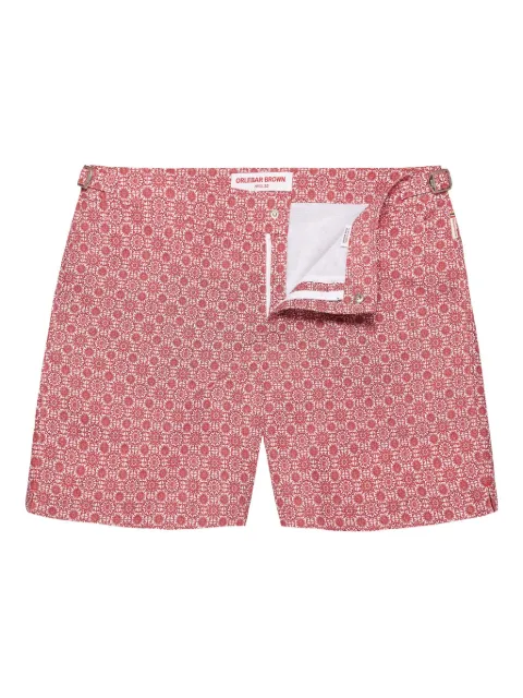 Orlebar Brown Bulldog geometric-pattern swim shorts White 281077