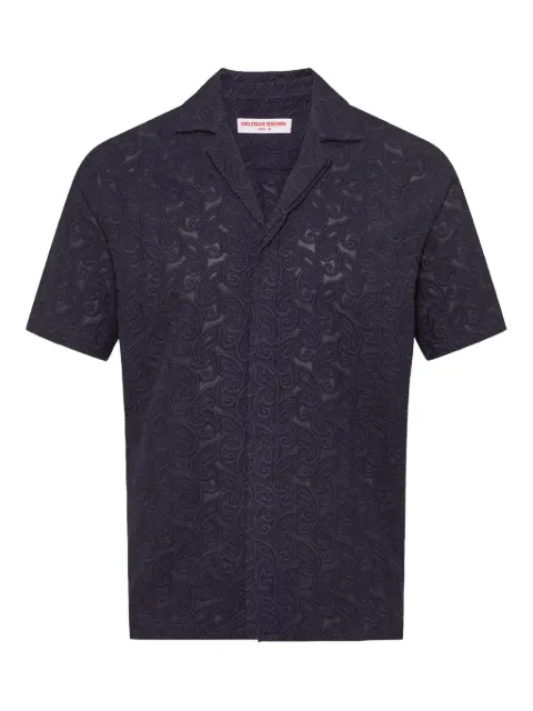 Orlebar Brown embroidered-details short-sleeve shirt Blue 281150