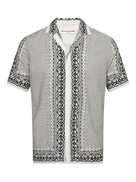 Orlebar Brown Maitan patterned linen shirt White 281148