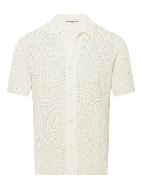 Orlebar Brown chevron-pattern crochet shirt White 281173