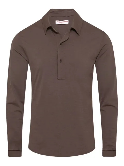 Orlebar Brown Sebastian long-sleeve merino-wool polo shirt Brown 281100