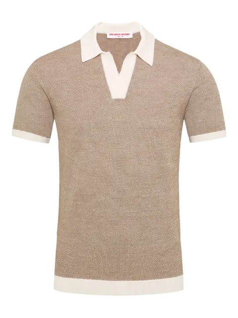 Orlebar Brown contrast-band polo shirt Neutrals 281108