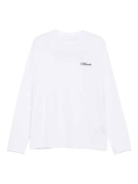 Moncler logo-embroidered long-sleeve T-shirt White K20918D0000789AUG