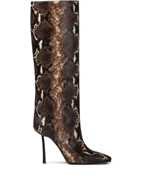 Le Silla 110mm Vittoria snake-print leather stiletto boots Brown 4362E090BXPPDUR