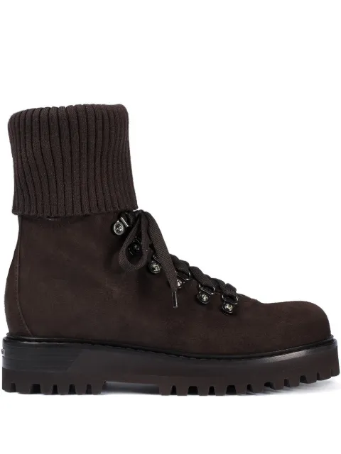 Le Silla St. Moritz knitted-cuff ankle boots Brown 7506R040M1PPPOW