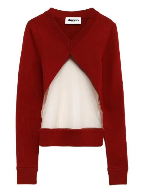Duran Lantink V-neck panelled sweater Red DRFW25TO05970