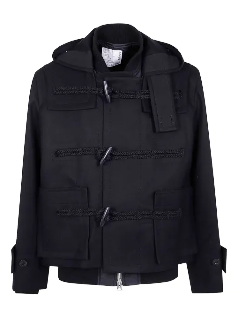sacai hooded toggle-fastening jacket Black 2503846M