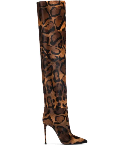Le Silla 120mm Eva leopard-print leather boots Brown 2233C100RCPPTAR