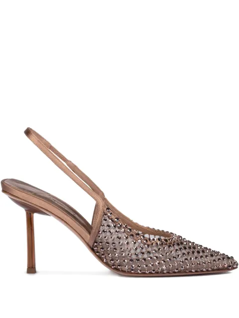 Le Silla 80mm Gilda crystal-embellished slingback pumps Brown 2299U080P1PPSAS