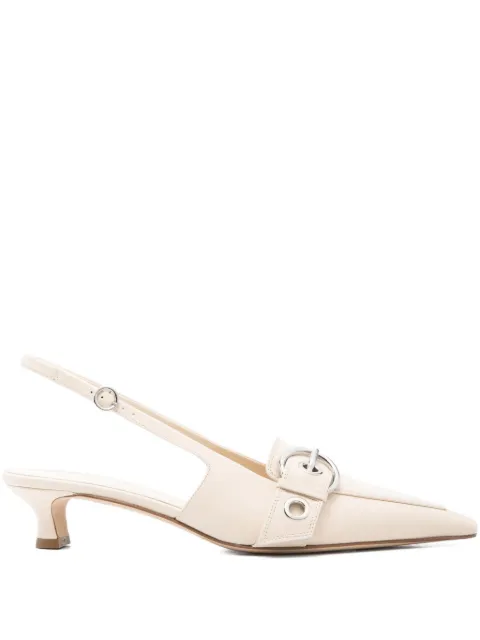 Aeyde 45mm buckle slingback mules Neutrals A11PU0589001002225