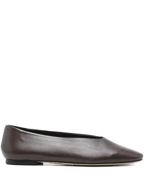 Aeyde square-toe leather flats Brown A11FLMANR08FL40SS24953007