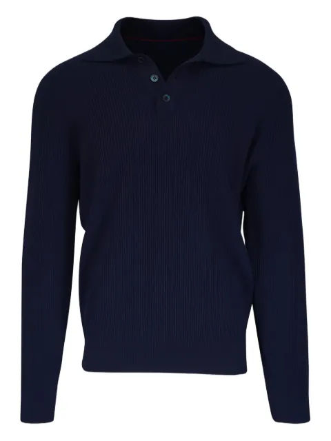 Brunello Cucinelli polo-collar ribbed sweater Blue M22202535C2425