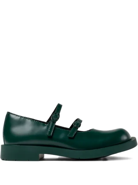 CamperLab 1978 double-buckle leather flat pumps Green A500033003