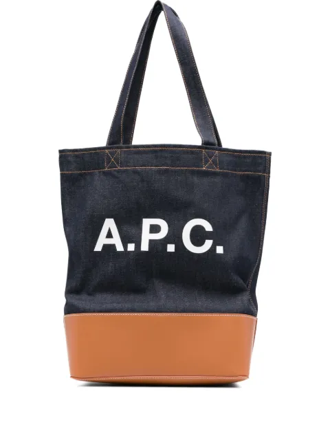 A.P.C. medium logo-detail denim tote bag Blue COHLOM61444