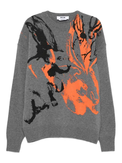 MSGM rabbit-print crew-neck sweater Grey 3940MM203257597