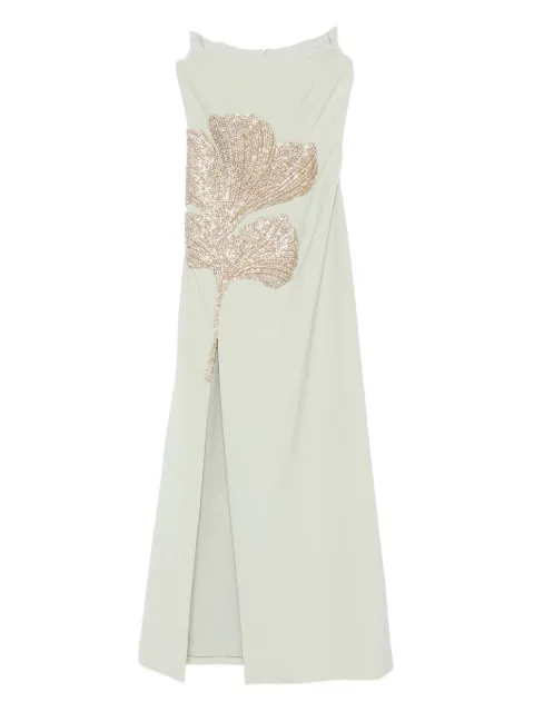 Costarellos leaf-embellished slit-detail maxi dress Green PF2528