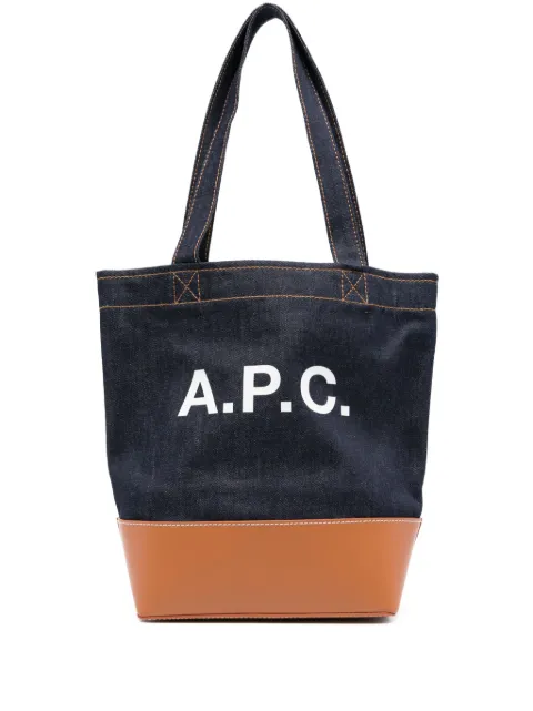 A.P.C. logo-detail denim tote bag Blue COHLOM61568
