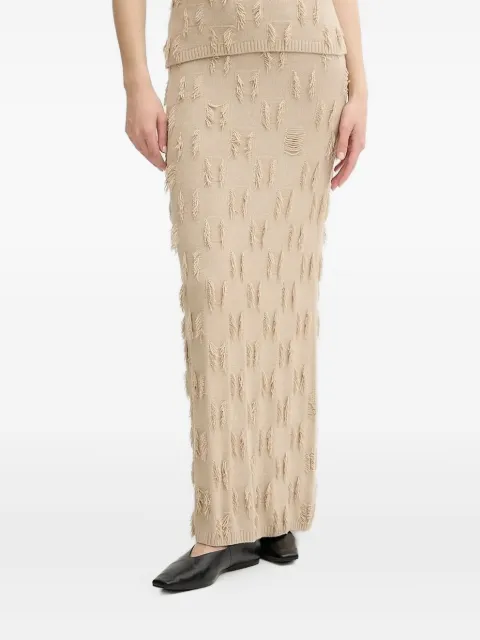 SAMSOE SAMSOE fringe-detail knit skirt Neutrals F25200128