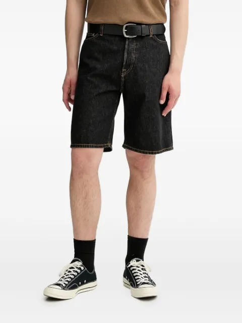 SAMSOE SAMSOE contrast-stitch denim shorts Black M25200086