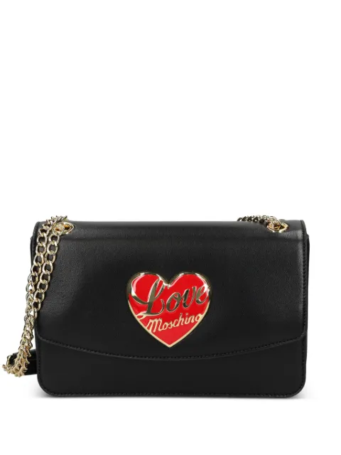 Love Moschino heart-plaque chain shoulder bag Black JC4184PP1NLP0