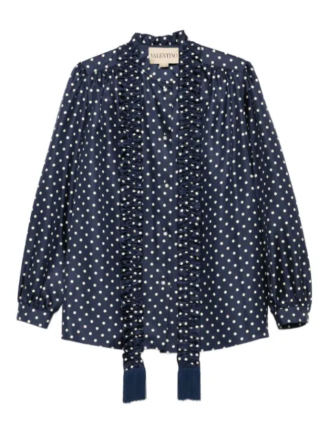 Valentino Garavani polka-dot ruffled shirt Blue BAB7R39ML