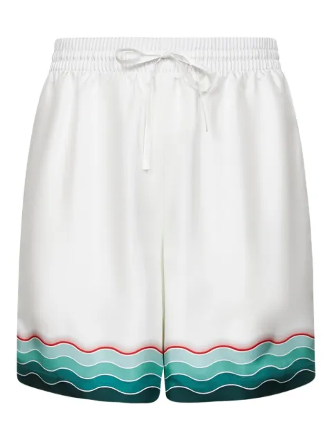 Casablanca Montagne Ondulée silk shorts White MPF25TR01203