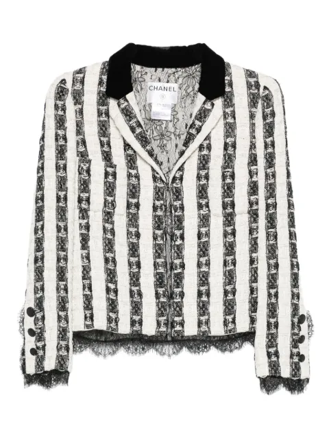 CHANEL Pre-Owned 2010s stripe lace jacket Black CH2950PG