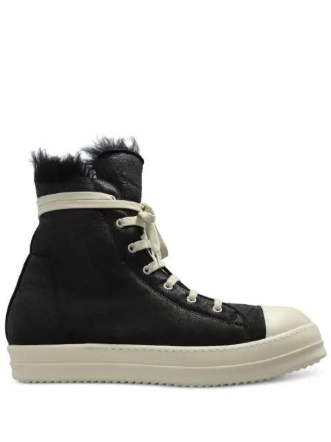 Rick Owens shearling-lined lace-up sneakers Black RU02E1890LSHC