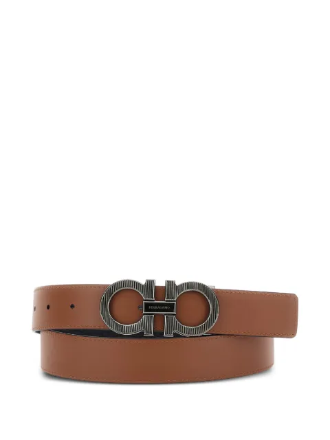 Ferragamo Gancini-buckle leather belt Black 670574