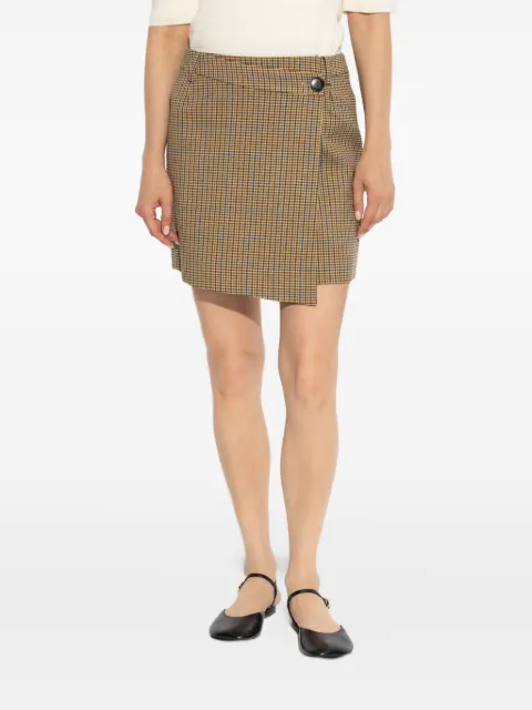 Gestuz check-pattern wrap skirt Neutrals 10909907