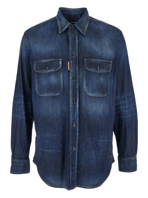 DSQUARED2 double-pockets elbow-patched denim shirt Blue S74DM0951S30341