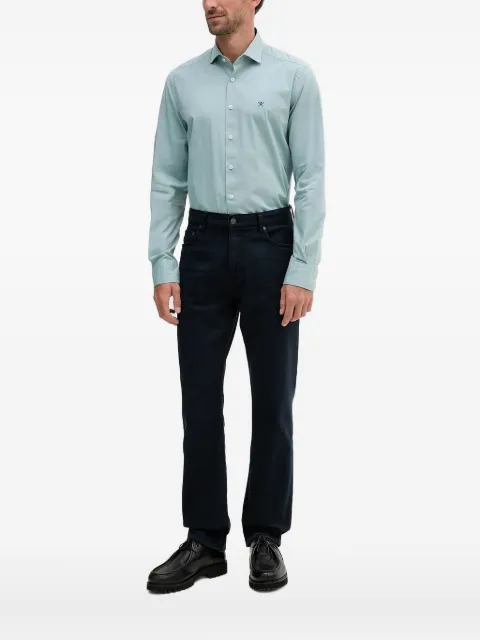 Hackett London embroidered-logo long-sleeve shirt Blue HM3010359