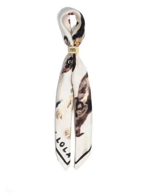 BIMBA Y LOLA dog-print charm scarf White 252BASC0710060