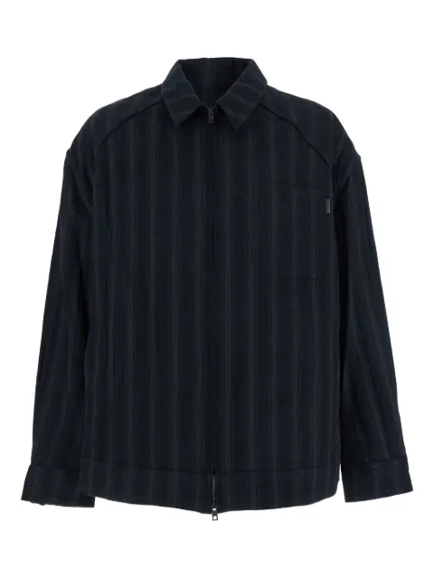 Juun.J striped zip-front shirt Black JC5864P135