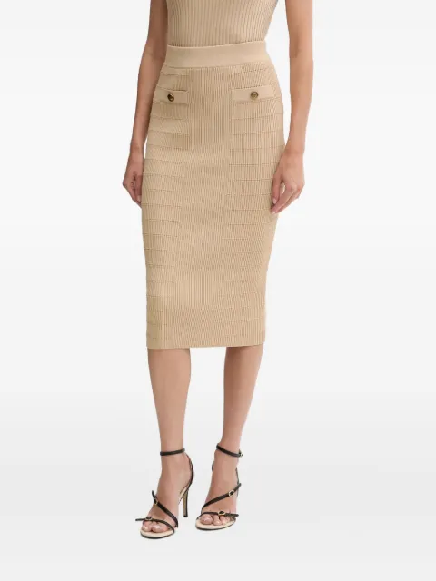 GUESS USA ribbed button-detail midi skirt Neutrals W5YD66Z0130