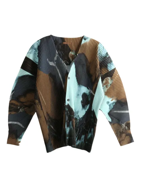 Homme Plissé Issey Miyake pleated print cardigan Blue HP58JL205
