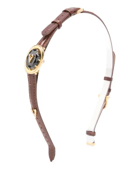 YVMIN leather emblem headband Brown 25191GLD00NN