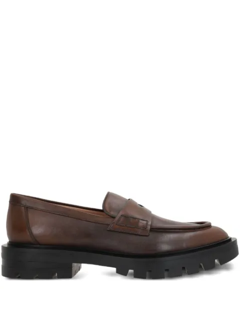 Santoni leather penny loafers Brown WUCU59020NERNLGXM40