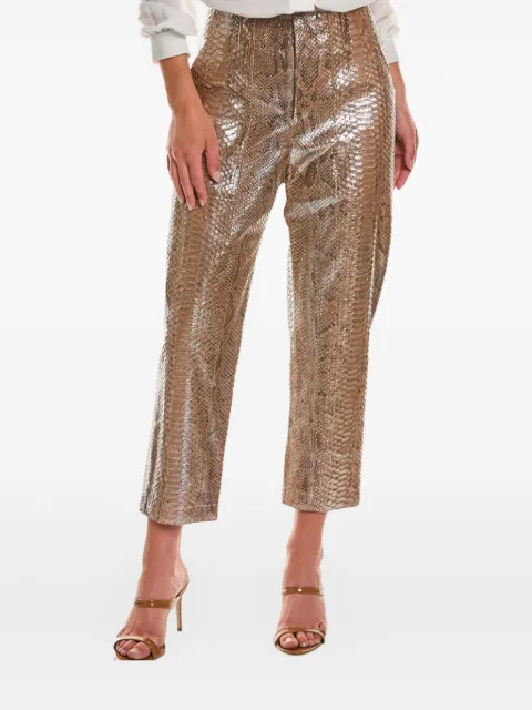 Brunello Cucinelli snakeskin-print leather trousers Neutrals M0IMLP6343
