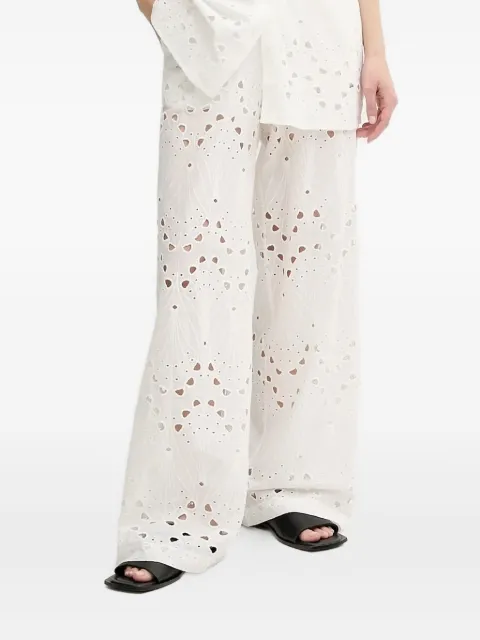 Gestuz eyelet-embroidery straight trousers White 10910510