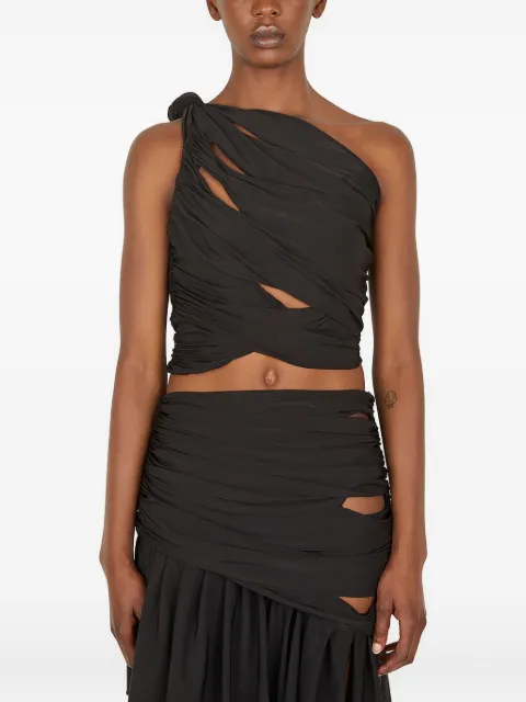Di Petsa asymmetric-neck cut-out tank top Black ORACLECROPTOP