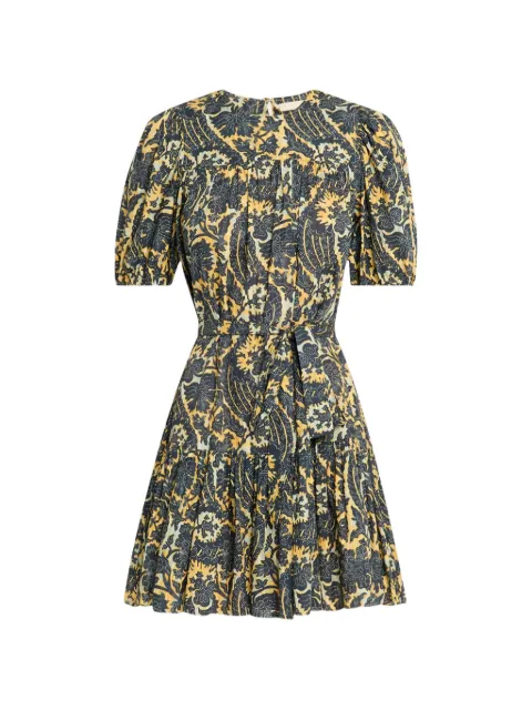 Ulla Johnson Rosalie floral belted mini dress Green PF250132