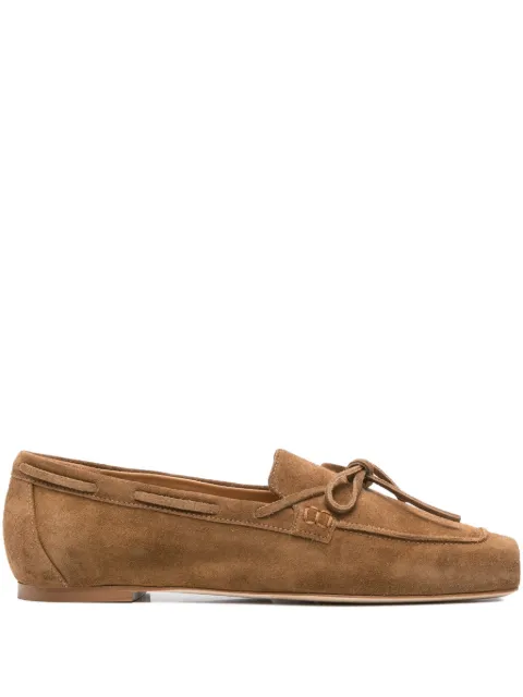 Aeyde Jasper bow-detail suede loafers Brown A11FL0594003222