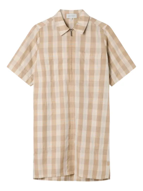 Lee Mathews gingham zip-front shirt mini dress Neutrals M2502DR039