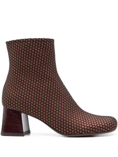 Chie Mihara 60mm perforated leather block-heel boots Brown MUKI