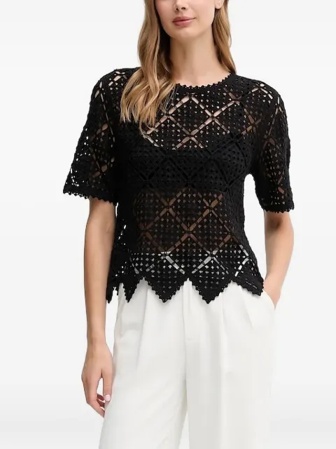 DKNY open-work crochet top Black P5ESAX26