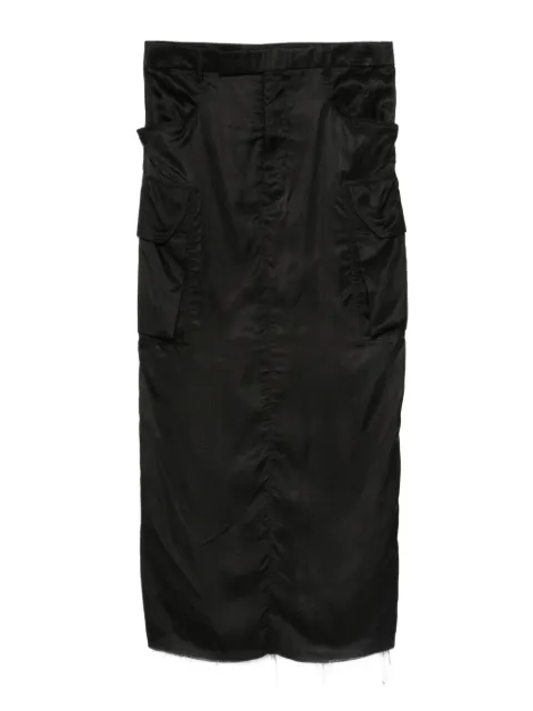 Rick Owens frayed-hem midi skirt Black RP02E4379K