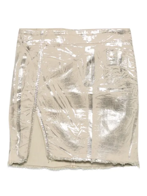 Rick Owens DRKSHDW metallic frayed-edge mini skirt Neutrals DS02E7318SDPF
