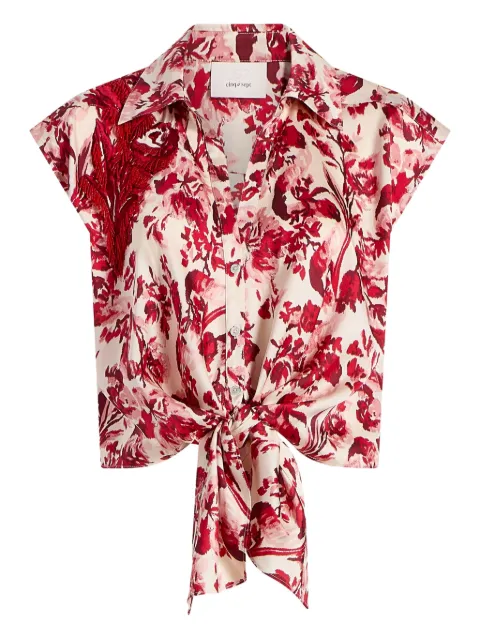 Cinq A Sept Floral Ribbons Sleeveless Mari blouse Red ZW206710046ZCHRMU